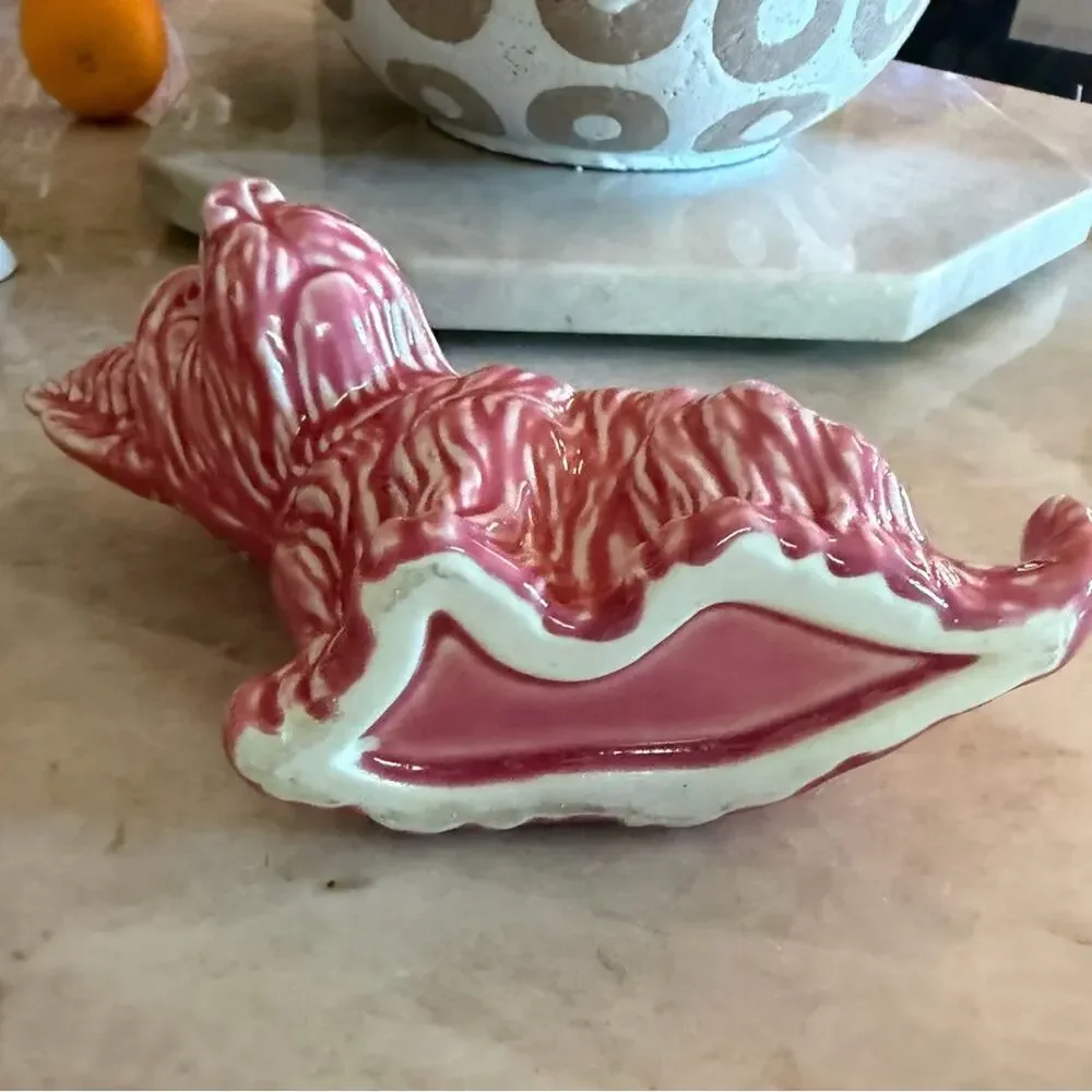 Vintage 50’s pink ceramic Scotty Dog planter